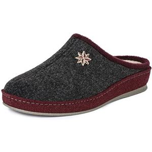 Schawos Dames Viltsloffen Lisa – Pantoffel met wol, voetbed en stille antislipzool, antraciet, 42 EU