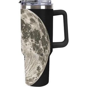 STVNKML 40 oz beker met handvat Mystic Moon roestvrijstalen koffiemok herbruikbare reismok lekvrije geïsoleerde autobeker grote capaciteit beker voor reizen, buiten, thuisgebruik (zwart)