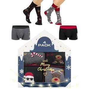 soxo Kerst Boxershort Heren + Sokken Cadeau Voor Mannen Christmas Onderbroeken Gift For Men M Boxershorts + Sokken 40-45