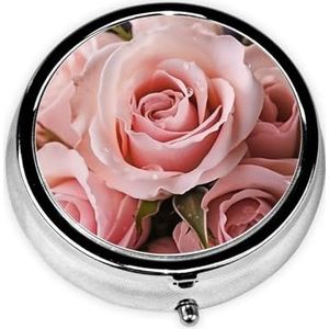 Pillendoos 3 compartimenten ronde kleine pillendoos reizen pillendoos voor portemonnee zak roze roos metalen geneeskunde organisator draagbare pillencontainer houder om vitamines medicatie