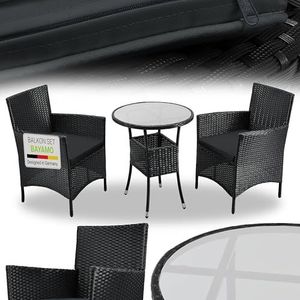 Polyrotan - Bayamo - Balkonset - Zwart - 3-delig