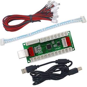 SJ@JX Arcade Controller Zero Delay Encoder PCB Board Arcade DIY Kit Joystick Button 5V Power for PC Raspberry Pi Android PS3