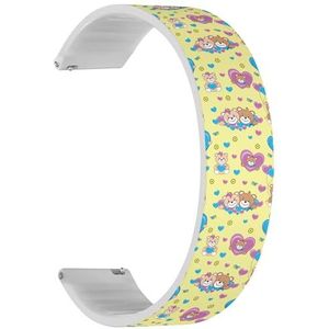 Solo Loop band compatibel met Garmin Forerunner 165/165 Music, Forerunner 35/45/45S (Teddy Bears Colored) Quick-Release 20 mm rekbare siliconen band band accessoire