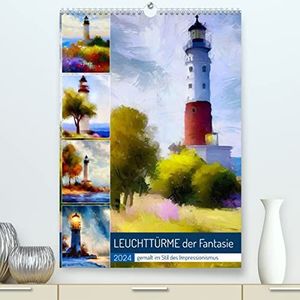 Lichttorens van de fantasie (hoogwaardige premium wandkalender 2024 DIN A2 hoog), kunstdruk in hoogglans