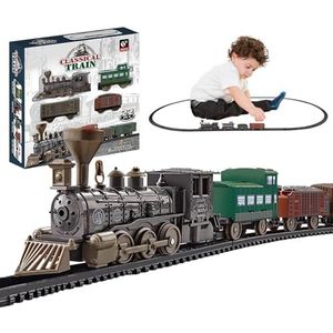 BSEID Kindertreinset,Vrachtwagen en langebaanbatterijspeelset - Kerstspeelgoedcadeau Modelspoor Elektrische spoorweg DIY-puzzelspeelgoed voor peutermeisjes Kinderen