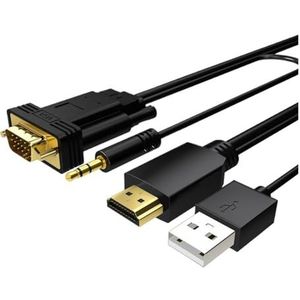 Adapterkabel HDMI naar VGA Converter voor Computermonitor Adapter voor HDMI naar VGA High Definition kabel met Audio (Grootte: 10 m)