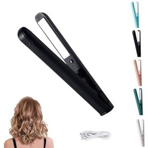 Mini Dual Purpose Curling Iron, Mini Dual Purpose Curling Iron for Short Hair, Mini Dual Curling Iron, 2-In-1 Mini Dual Purpose Curling Iron Cordless, 30 Seconds Quick Heating (Schwarz)