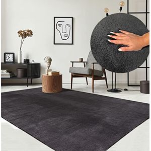 the carpet Relax behaaglijk, laagpolig tapijt, antislip onderkant, wasbaar tot 30 graden, heerlijk zacht, bontlook, antraciet, 120 x 160 cm