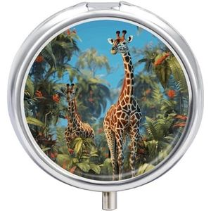 Pillendoosje Travel Pill Organizer Jungle Giraffe Gedrukt Leuke Pillendoos Handige Pillendoos Geschikt om in zakken en zakken te worden geplaatst