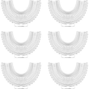 Xuxuejing 6 Stks U-vormige Vervanging Tandenborstelkoppen Kinderen Siliconen Borstelkop, 360 Graden Orale Tanden Reiniging voor Kinderen Elektrische Handmatige Tandenborstels Vervangen 2-6 Leeftijd
