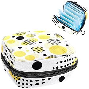 Opbergtas voor maandverband Pads, Menstruatie Cup Pouch, Periode Bag Organizer voor vrouwelijke Pads Tampons, Geel Dot Patroon