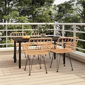 Iiaky 3157862 5 Stuk Tuin Dining Set Poly Rotan Outdoor Tuin Eetset Meubelset, Patio Meubelset