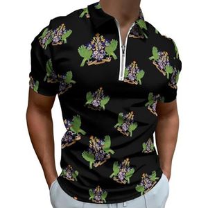Coat Arms of Saint Lucia Half Zip-up Polo Shirts Voor Mannen Slim Fit Korte Mouw T-shirt Sneldrogende Golf Tops Tees 2XS
