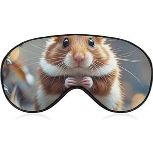 Schattig en vreemd hamster-oogmasker voor dames en heren, ademend en verstelbaar oogmasker, ultrazacht slaapmasker, lichtgewicht reisblinddoek voor vliegtuig, dutje, nachtslapen