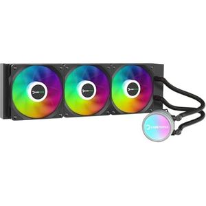 Game Power Skadi V2 360 AIO CPU-vloeistofkoeler, Halo ARGB-pomp, 360 mm radiator met 3x PWM ARGB HDB-ventilatoren, 14,5 W/mK thermische pasta, compatibel met Intel 1700, AMD AM4/AM5