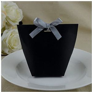 Geschenkdoos voor Vakantie 25/50 stks Kraft Papieren Bag Wit Zwarte Candy Bag Bruiloft Gunsten Geschenkdoos Pakket Verjaardagsfeestje Decoratiezakken met Lint Xmas Geschenkdoos (Color : Noir, Size :