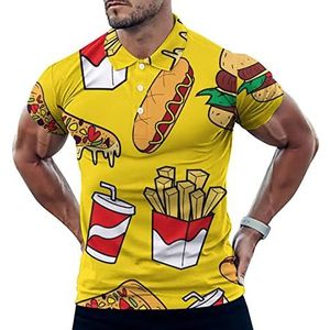 Fast Foods Casual Poloshirts Voor Mannen Slim Fit Korte Mouw T-shirt Sneldrogende Golf Tops Tees S