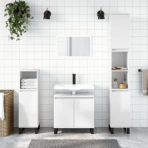 XGWKCNV Meubelsets, badkamermeubelsets, 3-delige badkamerkast set hoogglans wit ontworpen hout