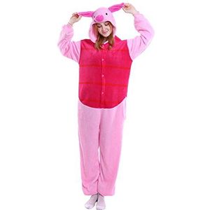 Dolamen Volwassenen Unisex jumpsuits, Kostuum Dier Onesie Nachtjapon Pyjama Capuchontrui Nachtkleding Cosplay Kigurum Carnavalskostuum Xmas Halloween, Piglet, S