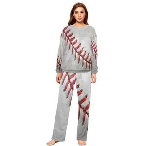 YOUJUNER Pyjama sets voor vrouwen, sport bal honkbal print winter warme nachtkleding zomer loungewear set pyjama nachtkleding set, Meerkleurig, M