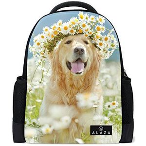 Mijn dagelijkse Golden Retriever Hond Mooie Krans Rugzak 14 Inch Laptop Daypack Bookbag voor Travel College School