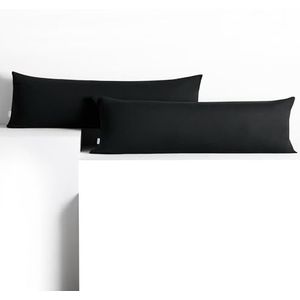 DecoKing Amber-kussenslopen 40 x 200 cm, jersey, 100% gekamd katoen, rits, zwart, 2 stuks
