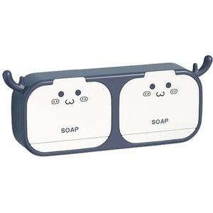 Zeepschotel, Zeeprek, Practical Soap Dish with Hooks, Keep Soap Dry and Tidy,(Double Blue)