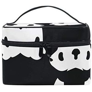 Vrouwen Zwarte Panda Art Cosmetische Tas Organizer Rits Make-up Tassen Pouch Toilettas