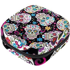 Maandverband Opbergtas, Suiker Schedels Menstruatie Cup Pouch, Draagbare Maandverband Pads Opbergzakken Vrouwelijke Menstruatie Eerste Periode Tas voor Tiener Meisjes Vrouwen Dames