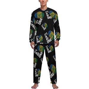 It's In My DNA Saint Vincent en Grenadines vlag zachte heren pyjama set comfortabele lange mouwen loungewear top en broek geschenken M