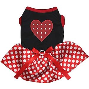 Petitebelle Points Hart Zwart Katoen Shirt Polka Dots Rood Tutu, Medium, Rood