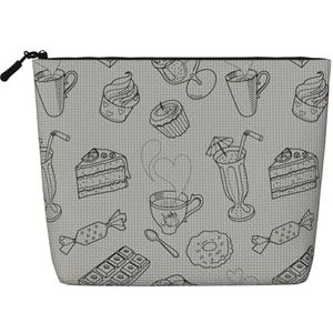 FZGGWYHL Zwarte Afternoon Tea Gedrukt Fake Hennep Hennep Make-up Bag Dagelijkse Opbergtas, Zwart, Eén maat, Tas Organizer