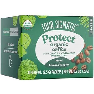 Instant Coffee Powder by Four Sigmatic | Instant Coffee Singles with Cordyceps, Chaga and Eleuthero | Mushroom Coffee Instant Mix | 10 Packets