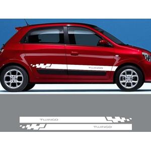 KUSQCRGA 2 stuks autodeurstickers met sport-styling vinylfolie, geschikt voor Renault Twingo 1 2 3 tuningaccessoires