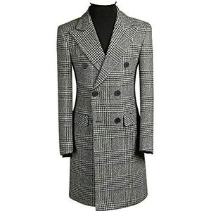 UMISS Heren Blazer geruite double-breasted jas bruiloft prom partij smokingjas