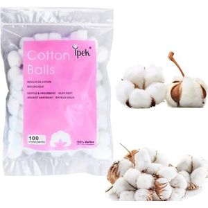 JOAAZAR Wattenballetjes, wattenbolletjes voor schoonheidssalon en thuisgebruik (100 stuks, klein, natuurlijk, make-up-effect, katoen, rond, wattenschijfje)