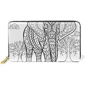 Witte abstracte olifant portemonnee echt lederen rits munt telefoon portemonnee clutch voor vrouwen