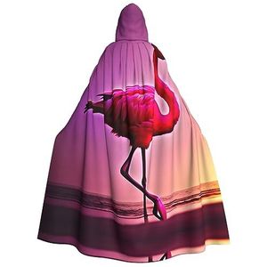 FRGMNT Roze Flamingo patroon print mannen Hooded Mantel, Volwassen Cosplay Mantel Kostuum, Cape Halloween Dress Up, Hooded Uniform