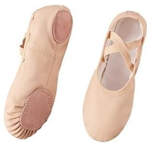 Ballet Lederen Schoenen Meisje Juliet Platte Dans Schoenen Professionele Zachte Split-Sole Ballerina Slipper Peuter Jongens Yoga Training Schoen (Huid, 24)