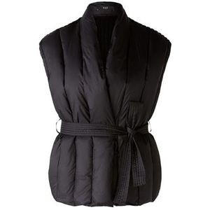 Oui Damesvest met magneetsluiting, casual gesneden, effen, vrije tijd, V-hals, sjaalkraag, gemengde stof, zwart, 38