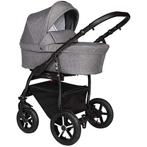 Reissysteem 3in1 Isofix Buggy Pram Carrycot Pushchair Q9 door ChillyKids 2in1 without baby seat Stone Black Q9/178B