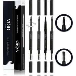 VOID Homme Baard Pen (Zwart, Set van 4) Baardvulpen voor volle Baarden, Baardpen voor Heren, Baardvulpotlood Baardvulpen voor Baardvulling, Waterdicht Baardpotlood, Mens Beard Pen, Beard Pencil