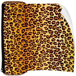 Potlood Case Pen Tas Houder met Rits Coin Organizer Tassen Make-up Cosmetische Pouch voor Vrouwen Tiener Meisjes Jongens Kinderen, Helder Luipaard Patroon Geel Oranje