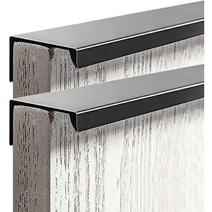 Verborgen vingerrand handgreep, Garderobe Keuken Aluminium Kast Deurknop Kast Ladegrepen Mat Zwart 2 Stuks (Totale Lengte 300mm) (Color : Schwarz, Size : Overall length 1200mm)