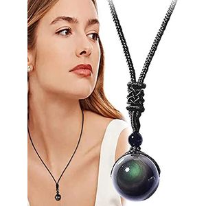 smashing Obsidiaan halsketting obsidiaan hanger - Rainboweye obsidiaan hanger halsketting | obsidiaan hanger kristal kogel-obsidiaan sieraden voor vrouwen en mannen