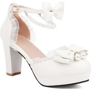 BGFCDFGV Damessandalen, prinsessenschoenen, hoge hakken, blokhakken voor dames, Wit, 34 EU