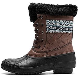 Regenlaarzen Vrouwen Snowboots Winter Houd Warm Lady Duck Laarzen Waterdichte Antislip Rubber Regen Schoenen Vrouwelijke Mode Vrouwen Casual Schoenen 36-42 Regenschoenen (Color : G03-Brown, Size : 1