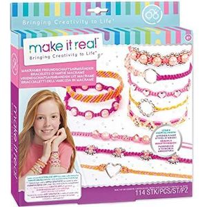 Make It Real 2901318 DIY Macrame Friendship Bracelets, Craft Kit for Children, Jewellery Making, Multicoloured