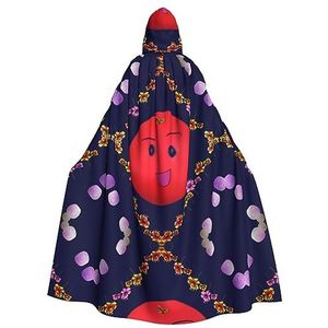 Glimlachende Rode Sinaasappels Unisex Oversized Hoed Cape Voor Halloween Kostuum Party Rollenspel