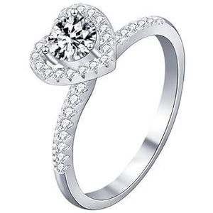 Moissanite diamanten liefje ring vrouwelijke gesloten vinger ring 925 zilveren sieraden diy accessoires (Color : 50 points white golden, Size : 5)